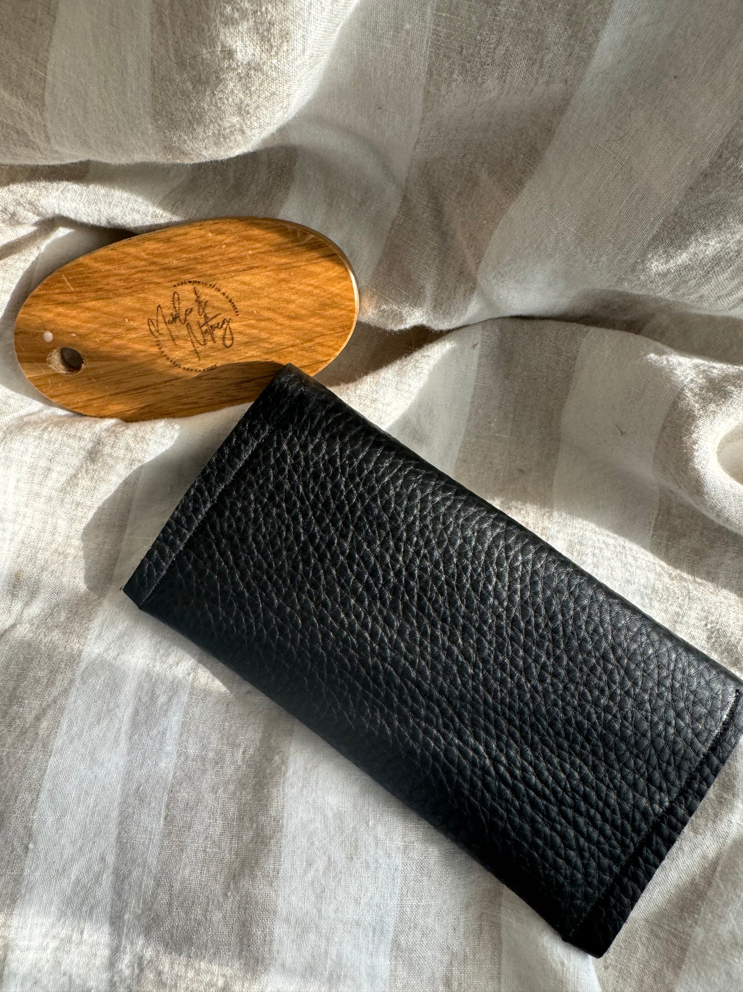 Hazel Handmade Leather Purse Black ( Small )