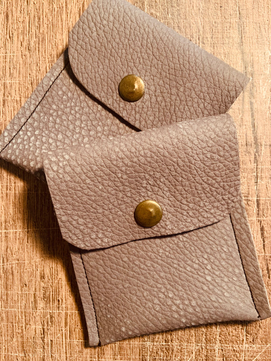 Daphné Handmade Reclaimed Leather Mini Coin Purse Taupe Colour