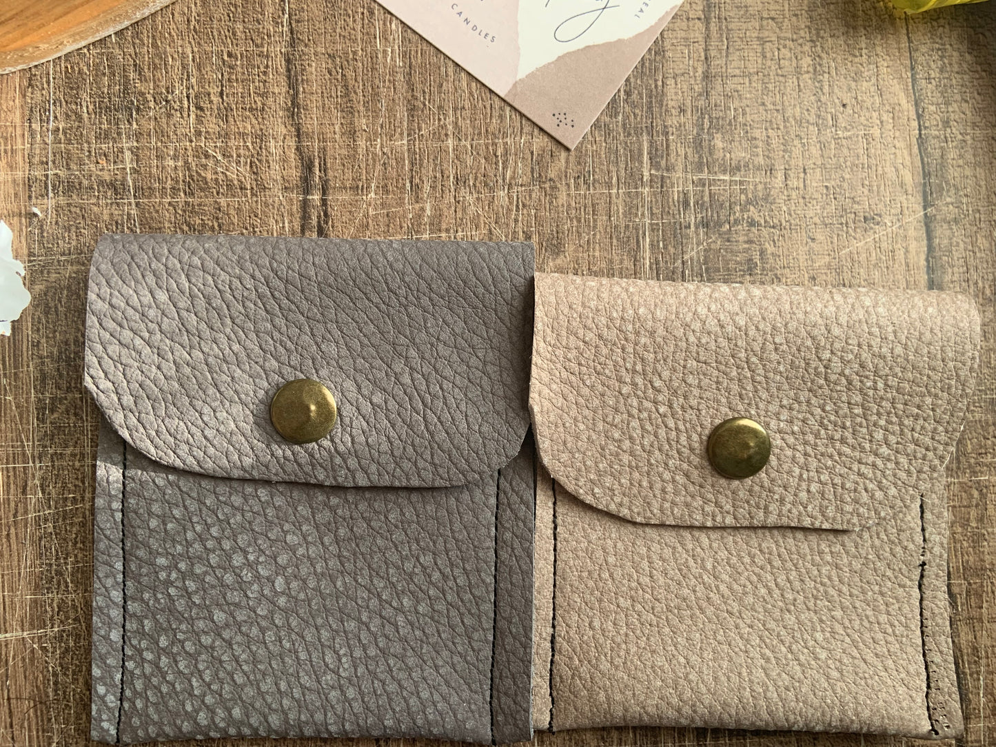 Daphné Handmade Reclaimed Leather Mini Coin Purse Taupe Colour