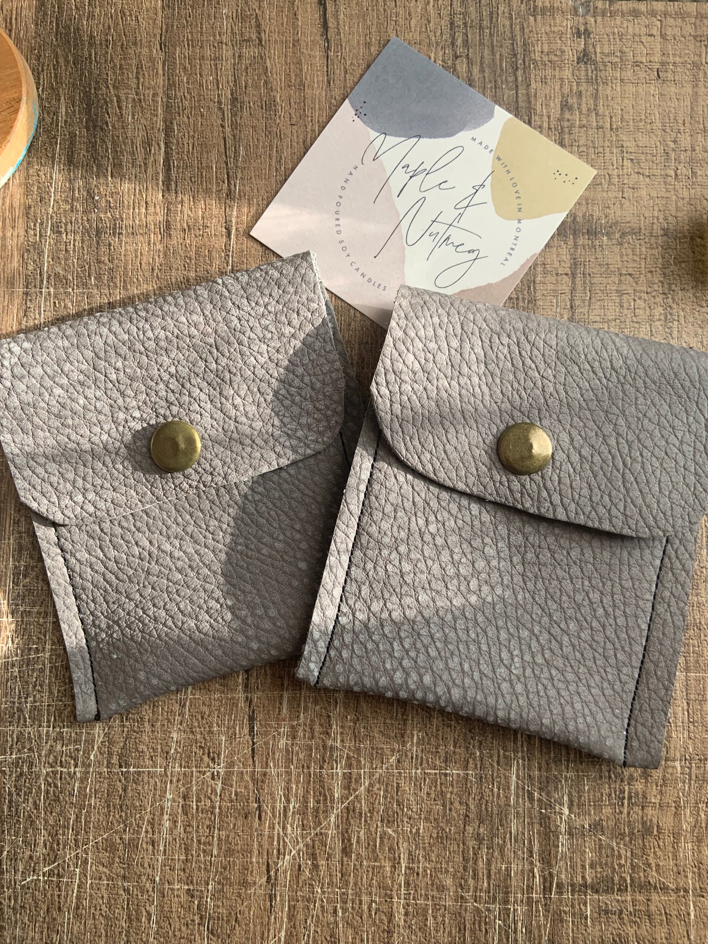 Daphné Handmade Reclaimed Leather Mini Coin Purse Grey