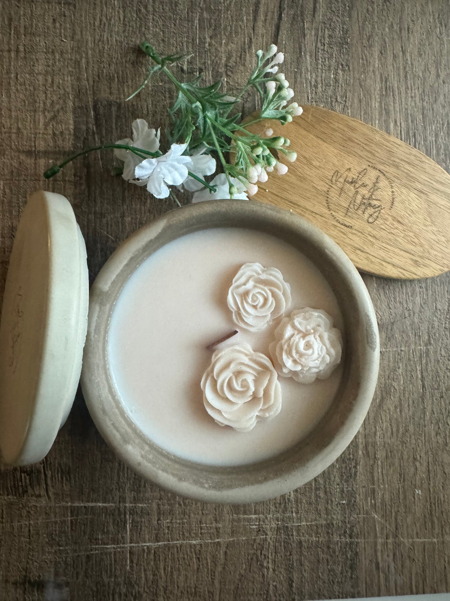 Adele Handmade Ginger Coconut & Amber Scented Soy Candle in Concrete Container