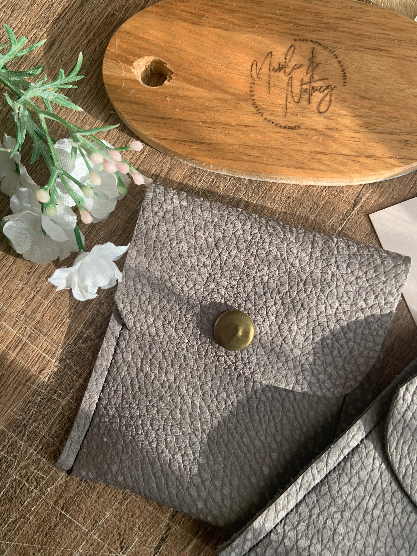 Daphné Handmade Reclaimed Leather Mini Coin Purse Grey