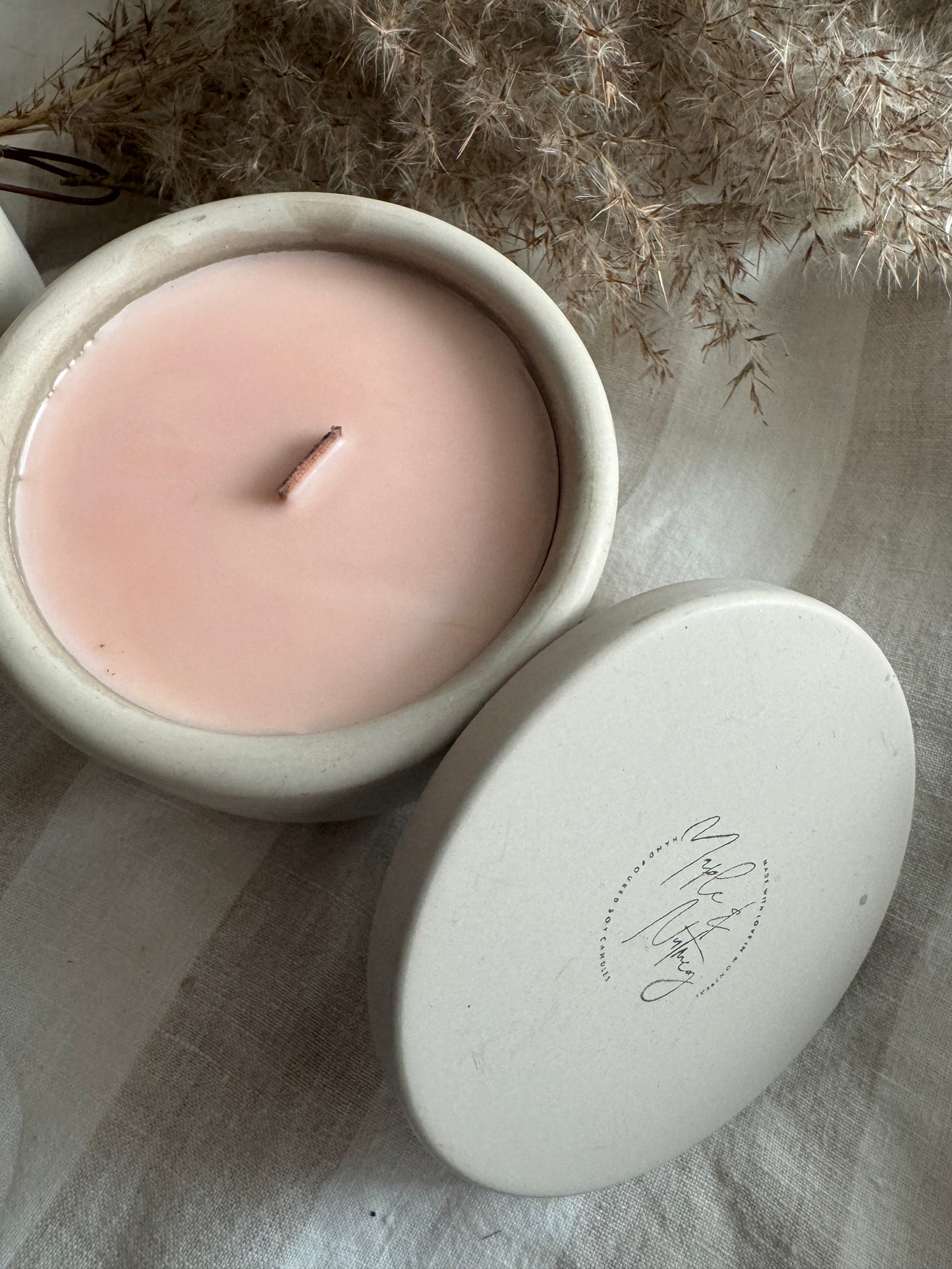 Adele Handmade Cinnamon Scented Soy Candle in Concrete Container