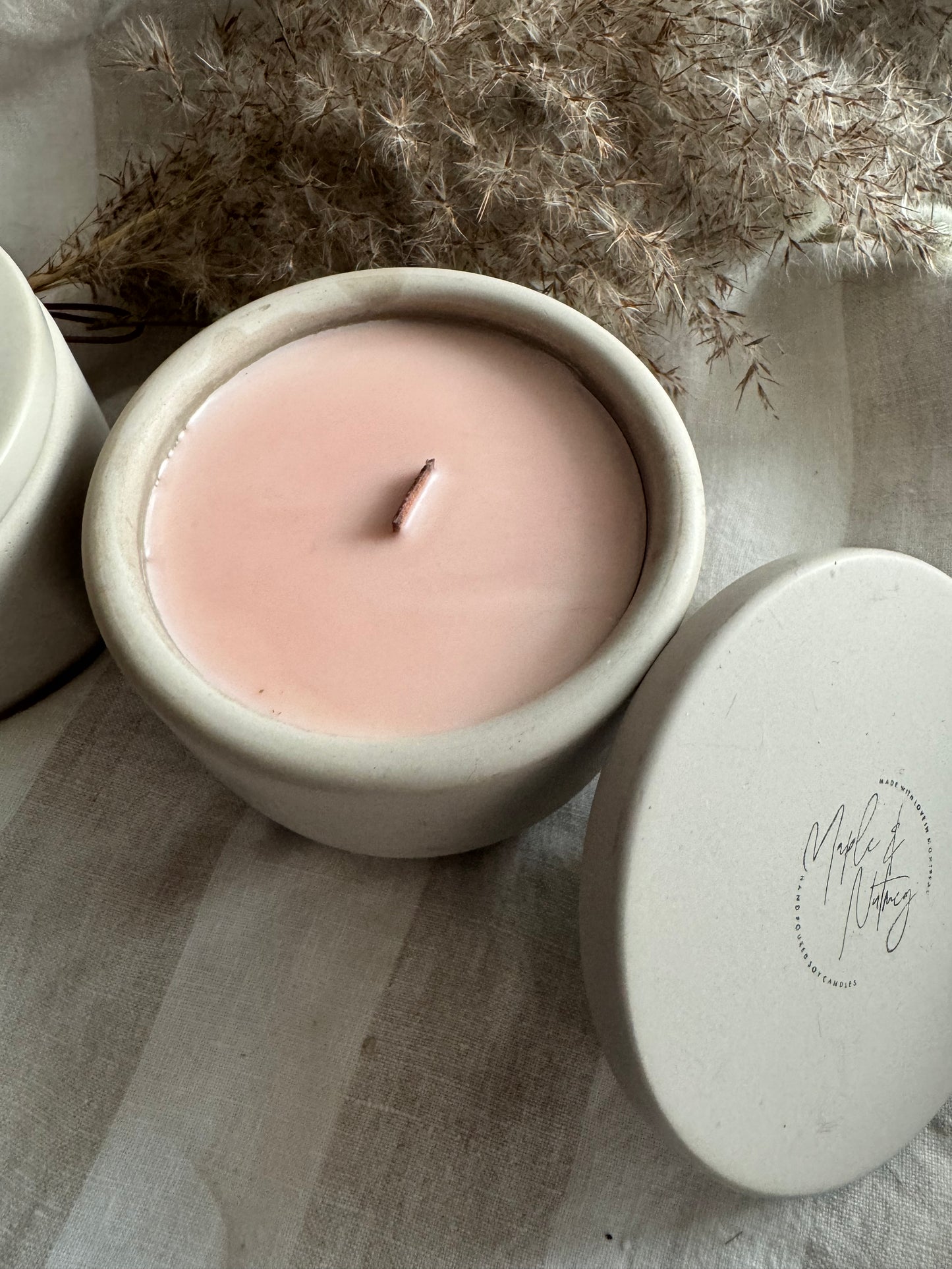 Adele Handmade Cinnamon Scented Soy Candle in Concrete Container