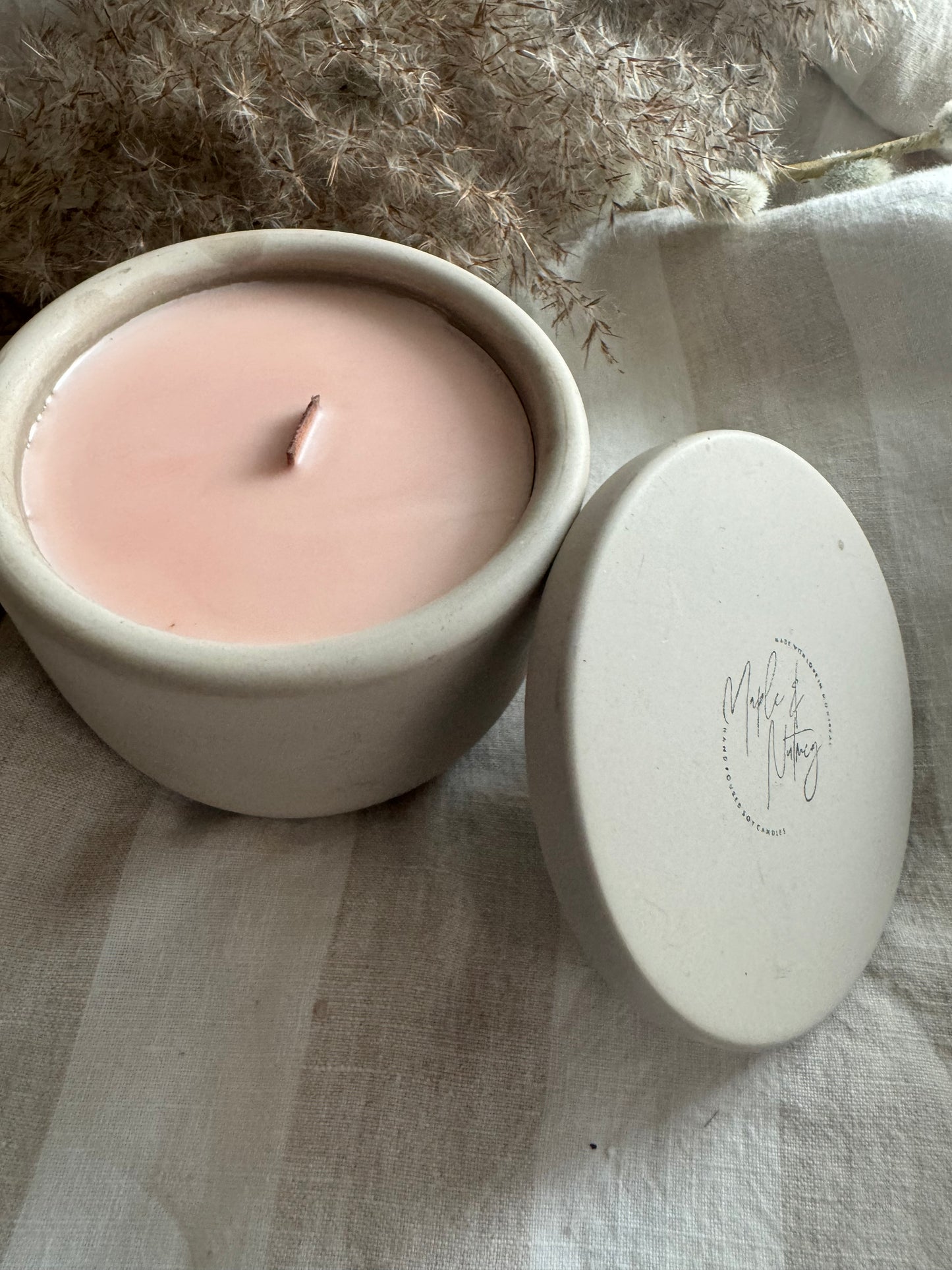 Adele Handmade Cinnamon Scented Soy Candle in Concrete Container