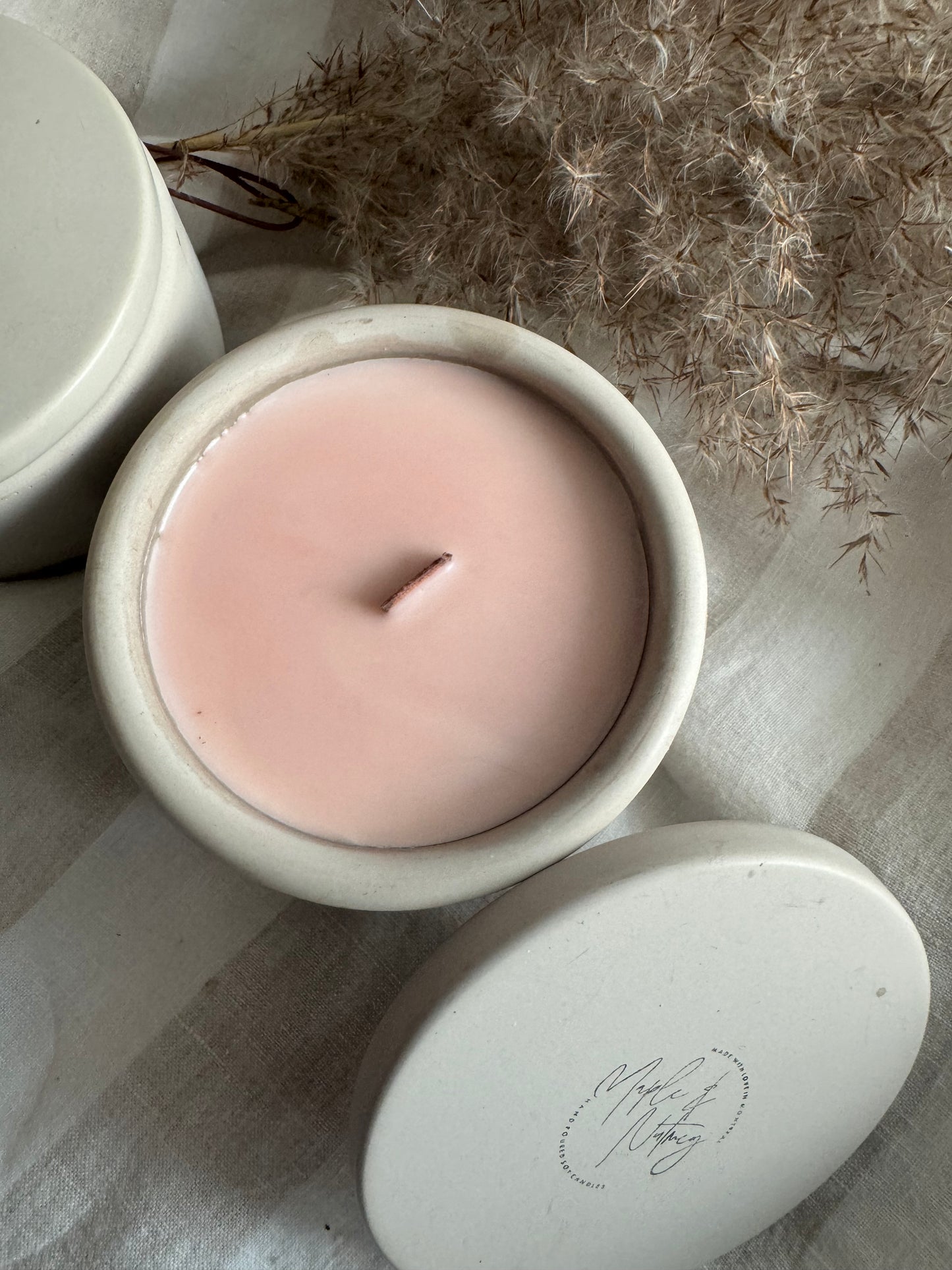 Adele Handmade Cinnamon Scented Soy Candle in Concrete Container