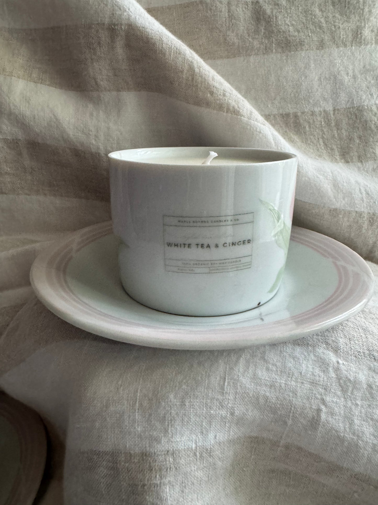 Pennie Handmade White Tea & Ginger Scented Soy Candle in Teacup