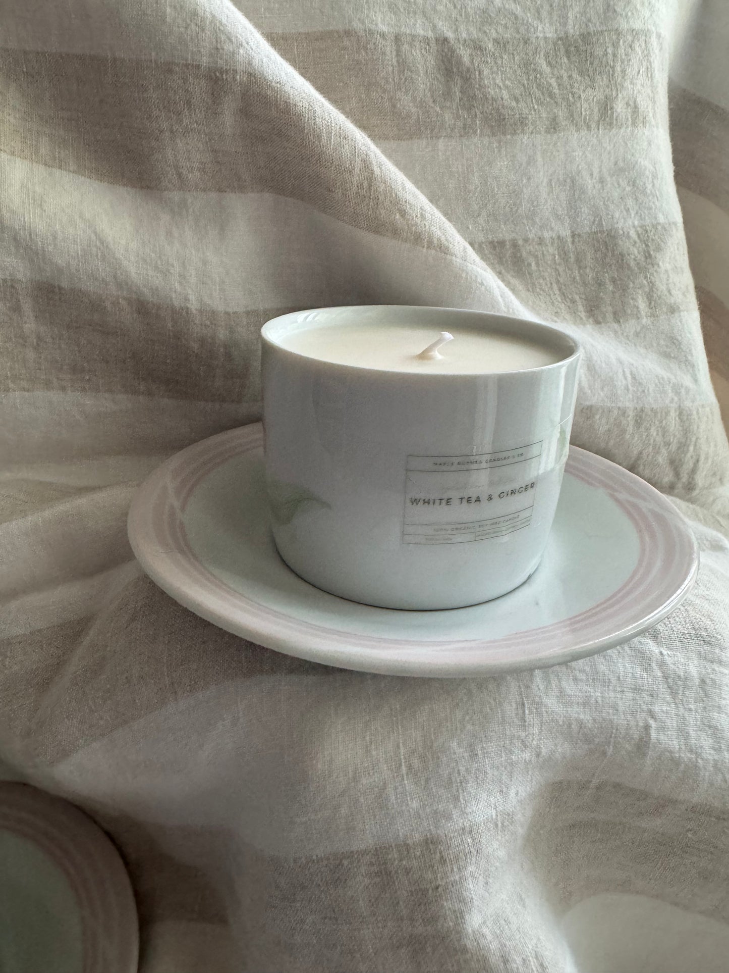 Pennie Handmade White Tea & Ginger Scented Soy Candle in Teacup