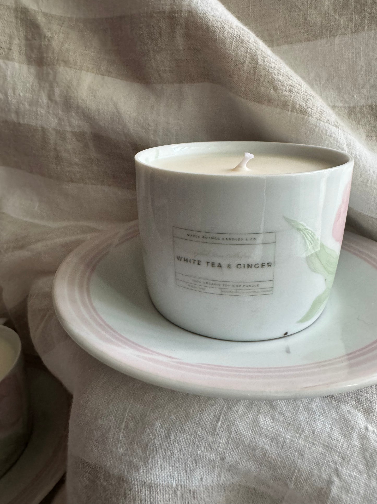 Pennie Handmade White Tea & Ginger Scented Soy Candle in Teacup