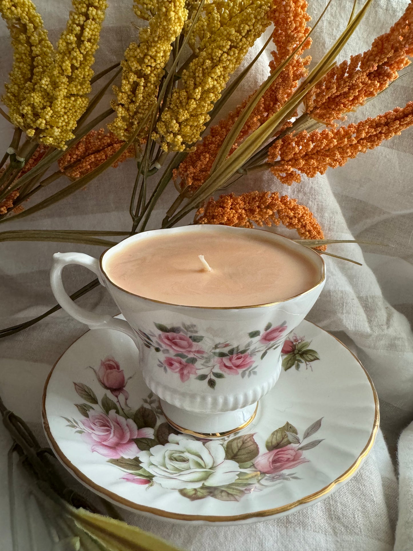 Paisley Handmade Banana Bread Scented Soy Candle in Teacup