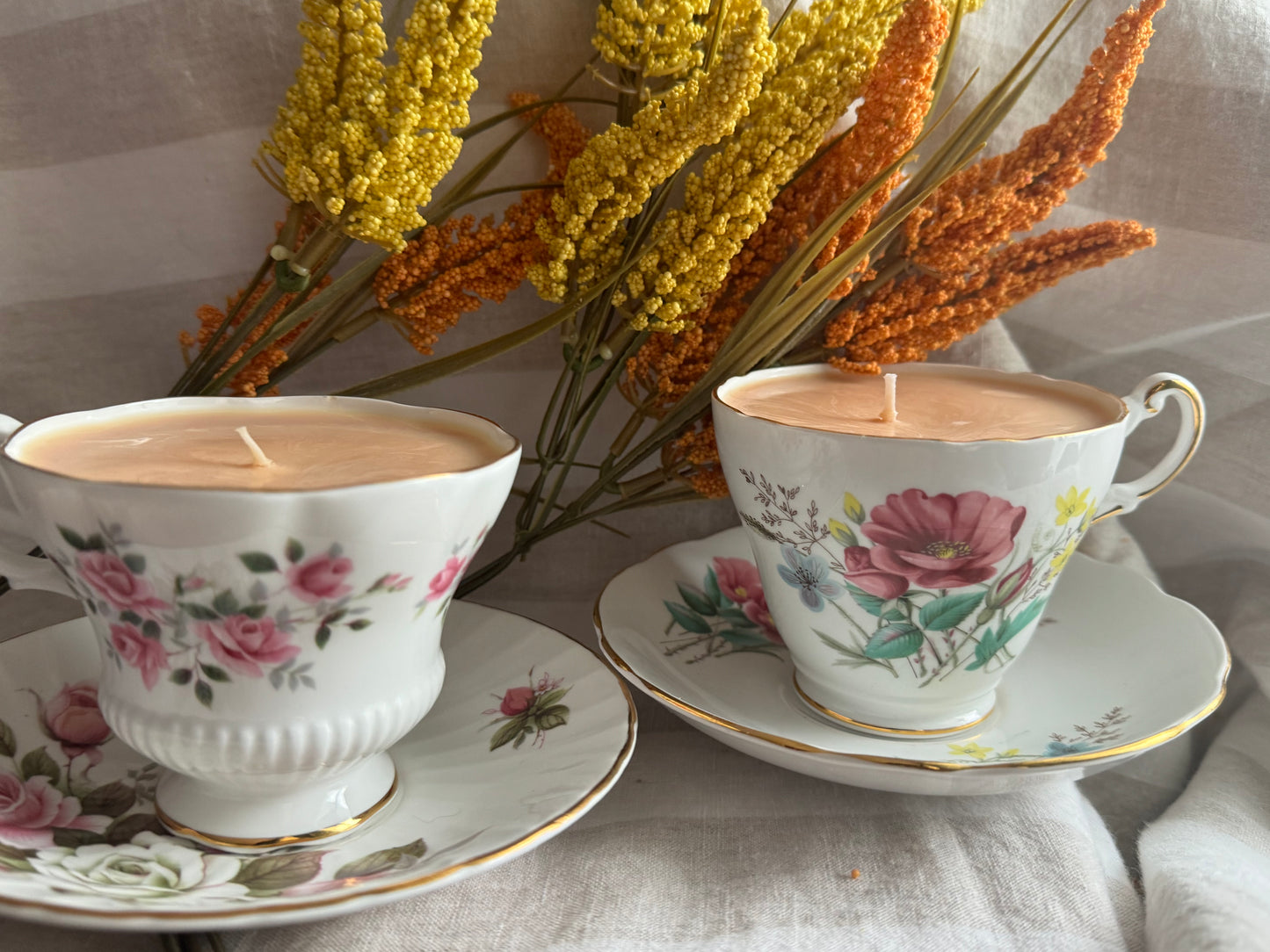 Paisley Handmade Banana Bread Scented Soy Candle in Teacup