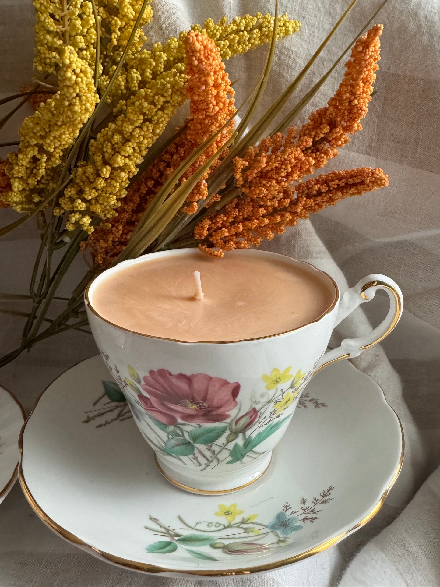 Paisley Handmade Banana Bread Scented Soy Candle in Teacup