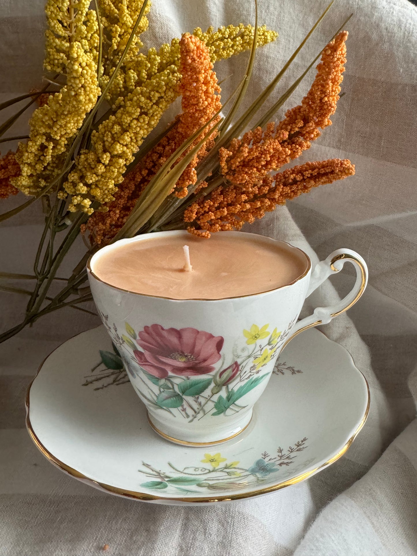 Paisley Handmade Banana Bread Scented Soy Candle in Teacup