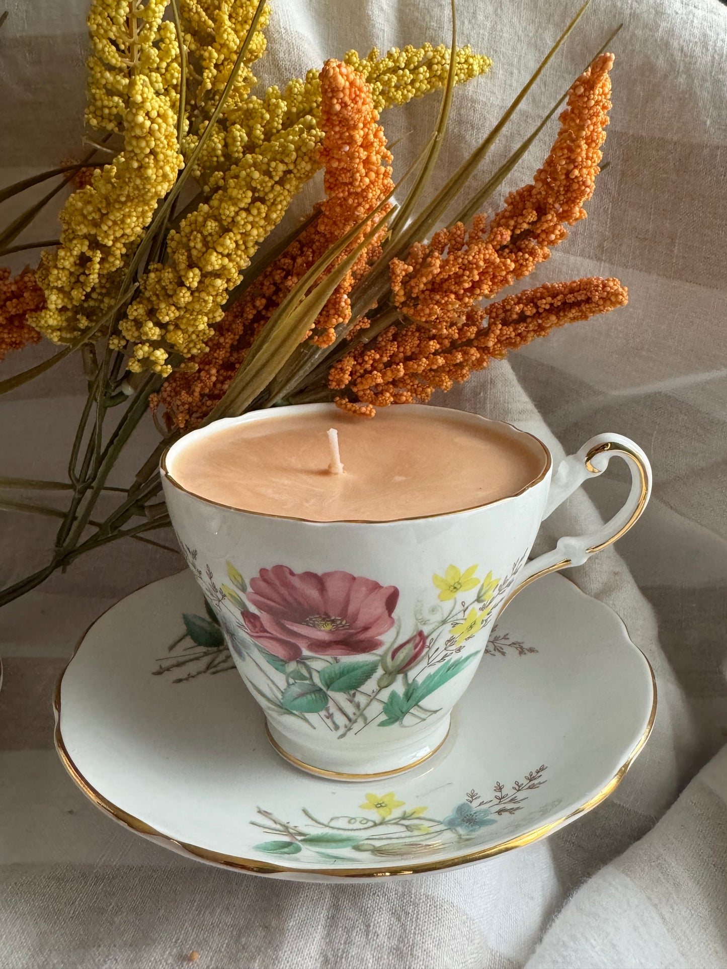 Paisley Handmade Banana Bread Scented Soy Candle in Teacup