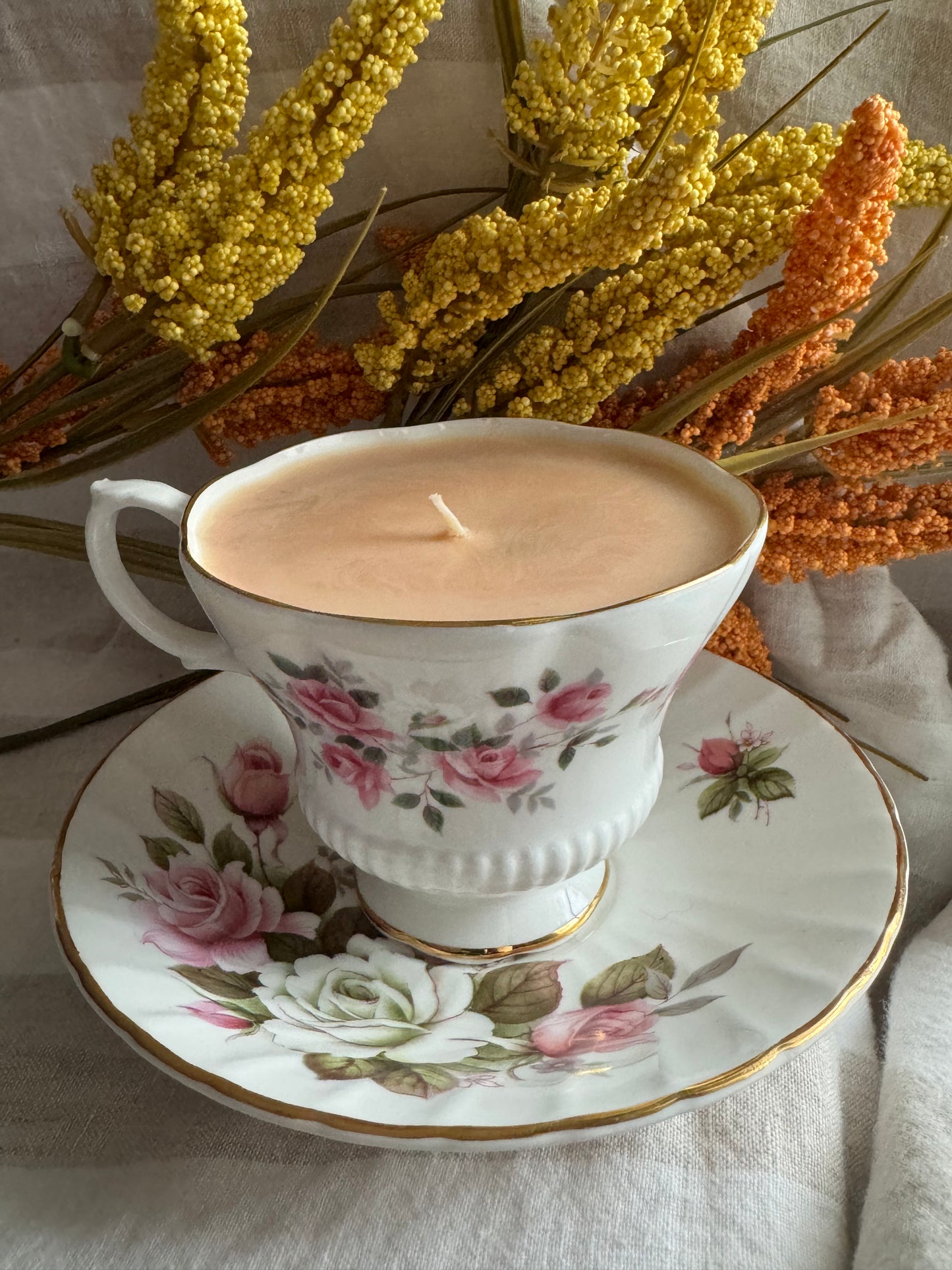 Paisley Handmade Banana Bread Scented Soy Candle in Teacup