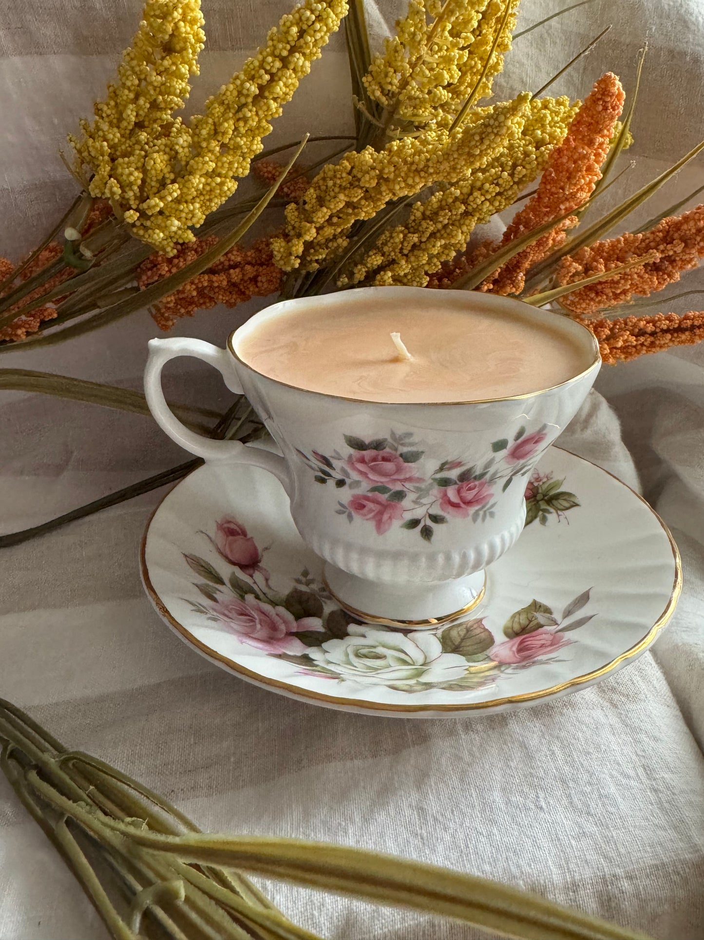 Paisley Handmade Banana Bread Scented Soy Candle in Teacup