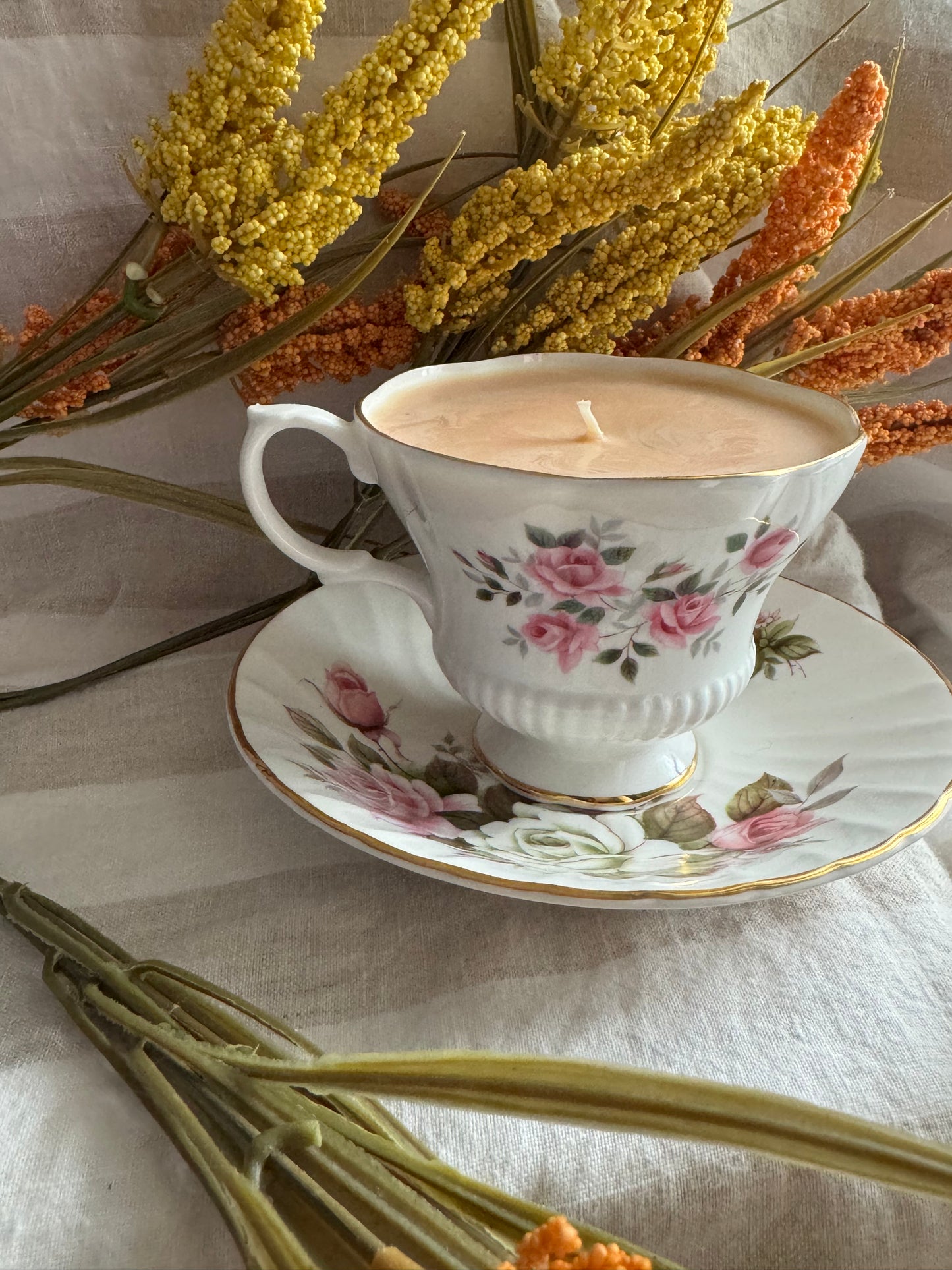 Paisley Handmade Banana Bread Scented Soy Candle in Teacup