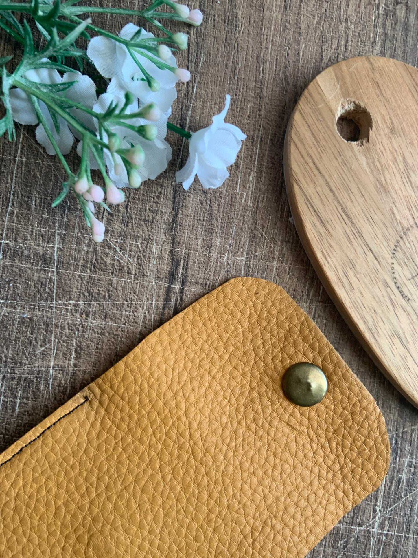 Daphné Handmade Reclaimed Leather Mini Coin Purse Mustard Yellow/Gold