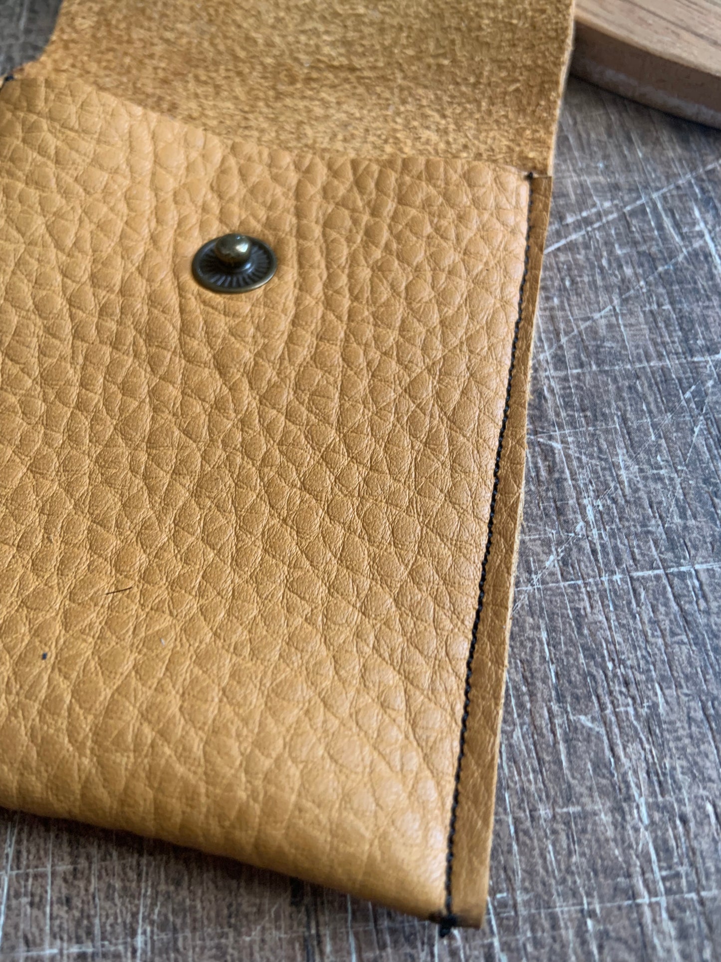 Daphné Handmade Reclaimed Leather Mini Coin Purse Mustard Yellow/Gold