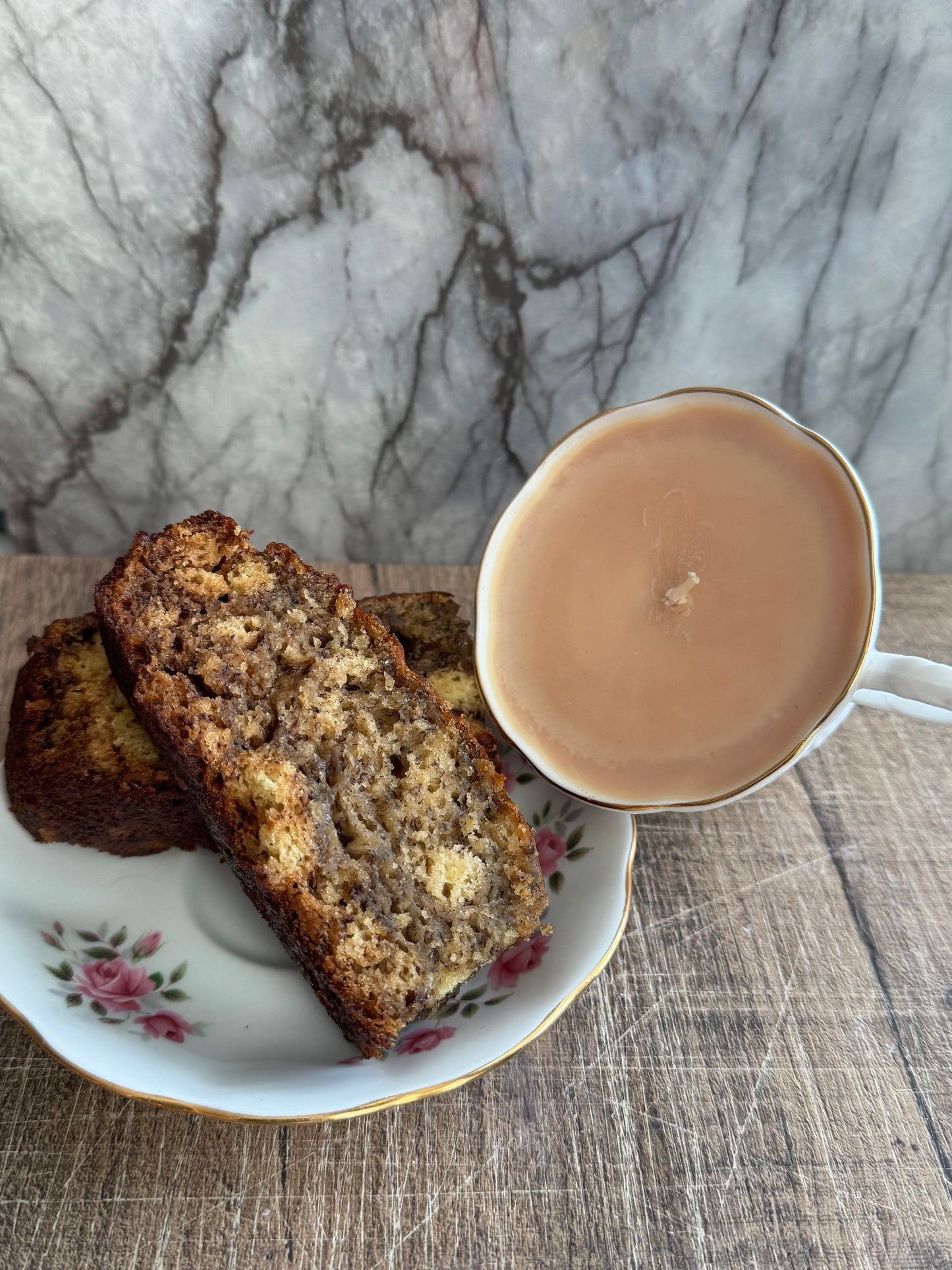 Paisley Handmade Banana Bread Scented Soy Candle in Teacup