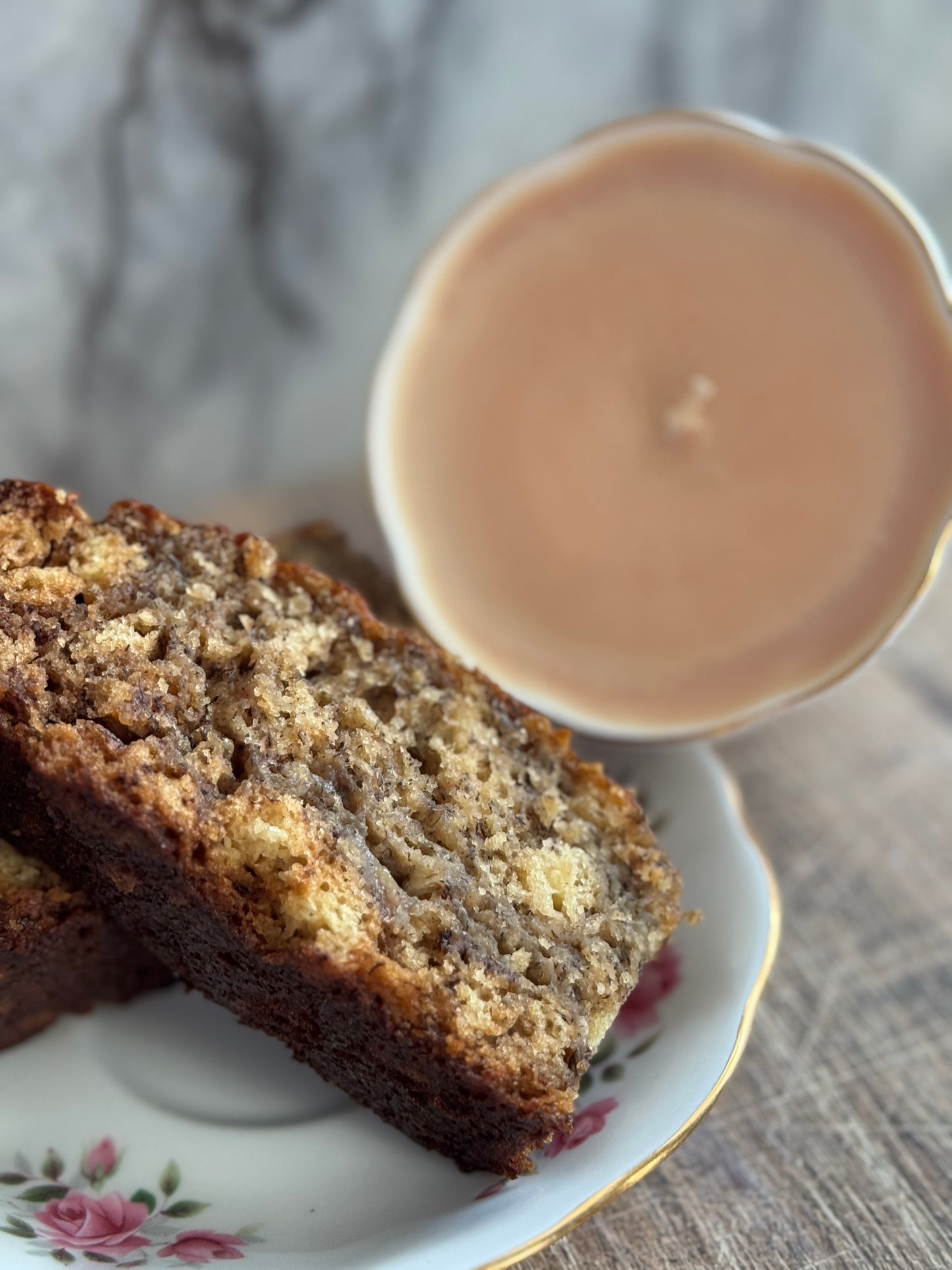 Paisley Handmade Banana Bread Scented Soy Candle in Teacup