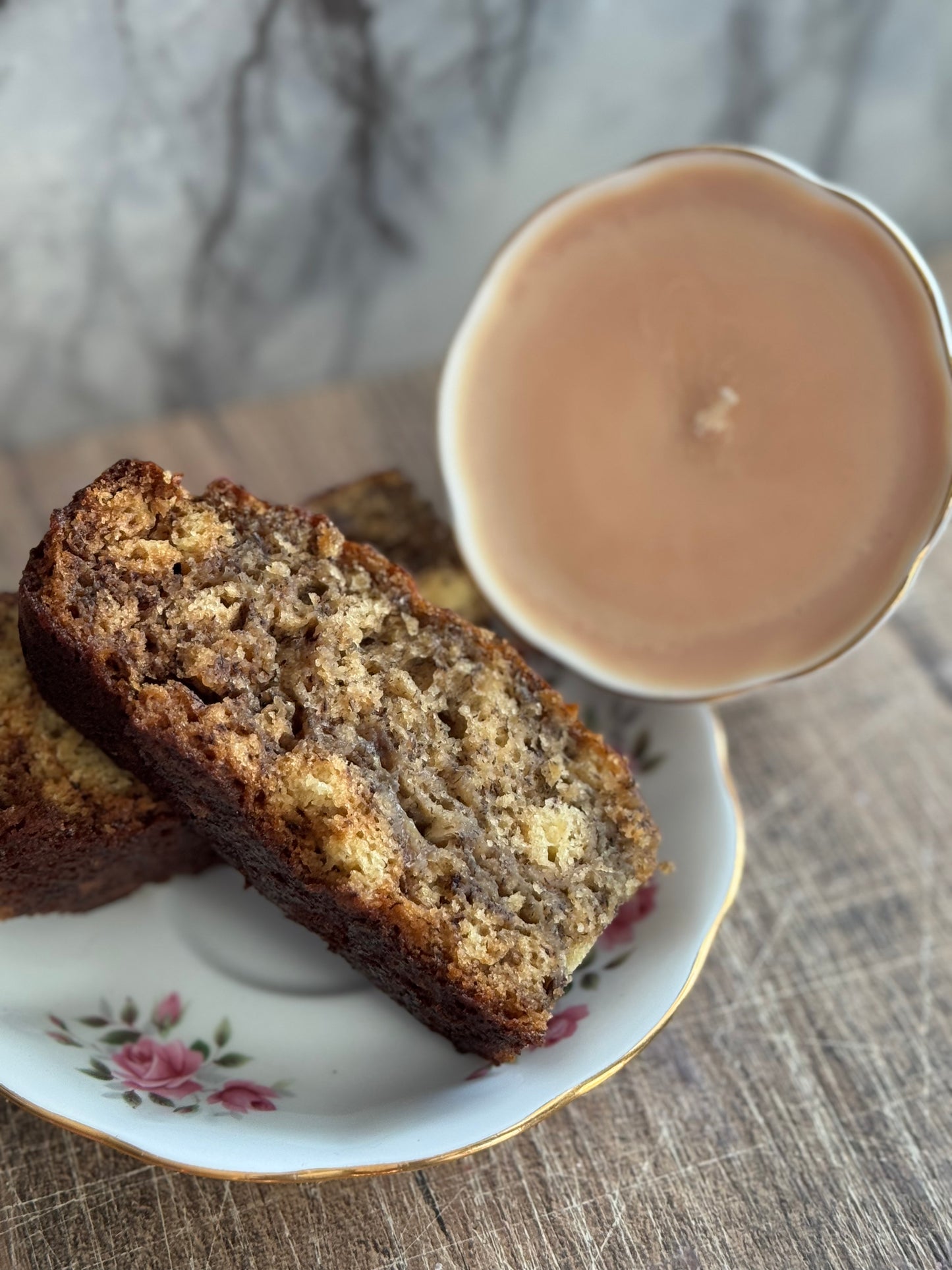 Paisley Handmade Banana Bread Scented Soy Candle in Teacup