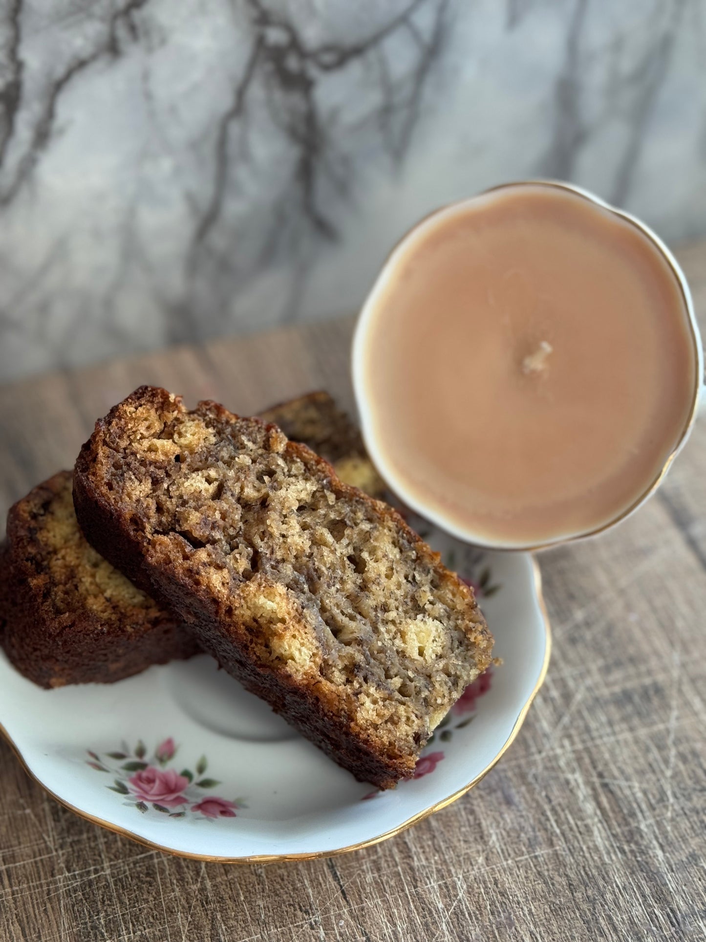 Paisley Handmade Banana Bread Scented Soy Candle in Teacup