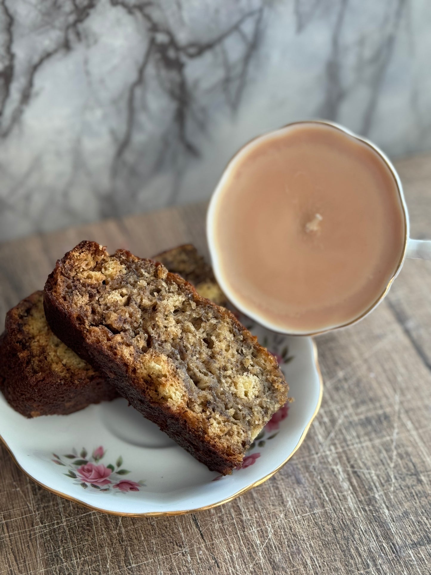 Paisley Handmade Banana Bread Scented Soy Candle in Teacup