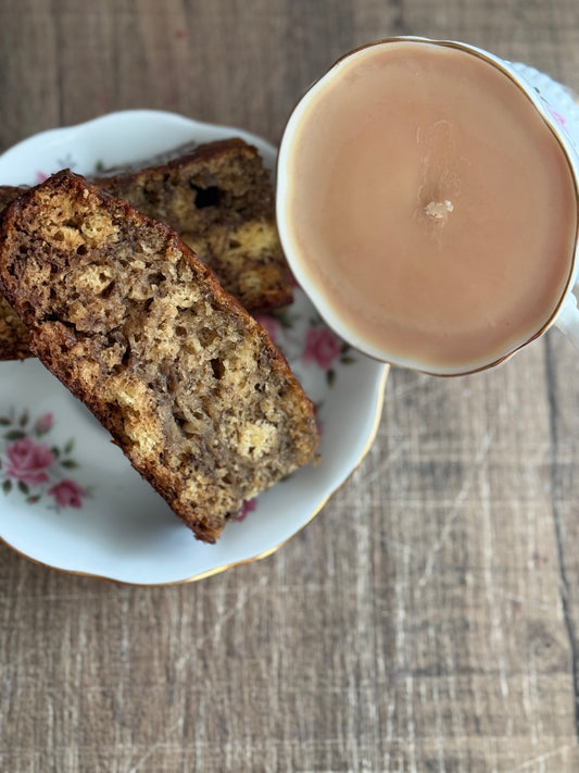 Paisley Handmade Banana Bread Scented Soy Candle in Teacup