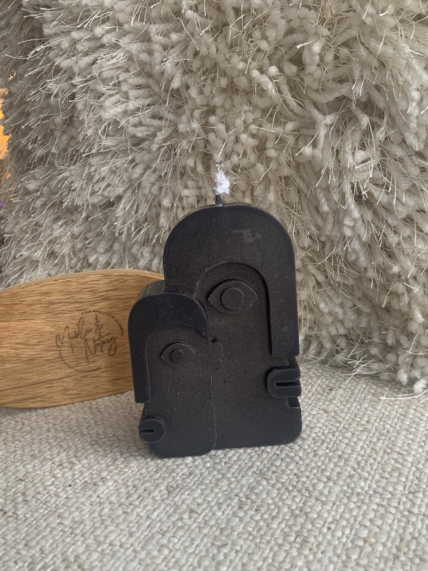 Sia Abstract Face Handmade Pillar Soy Candle ( Unscented )