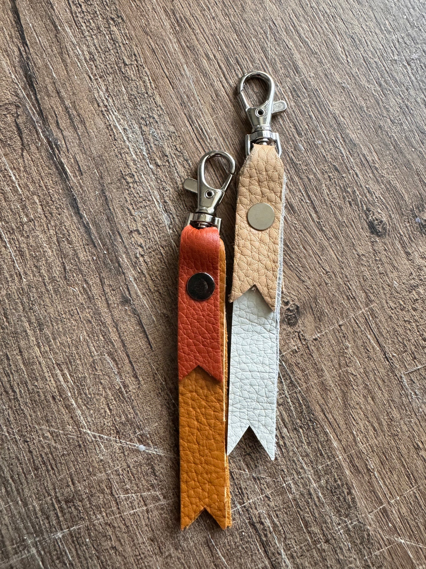 Ginnie Handmade Leather Keychain Cognac & Orange