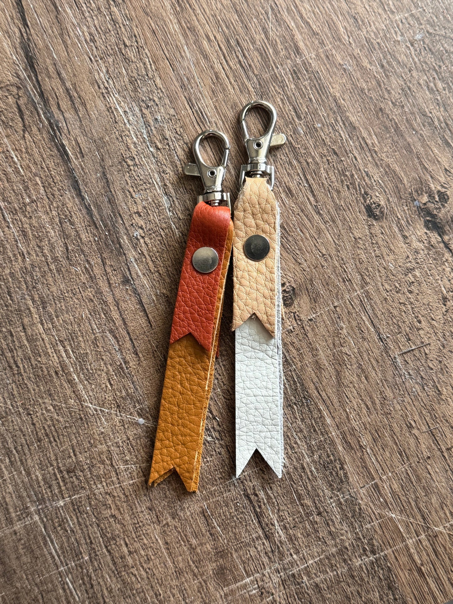 Ginnie Handmade Leather Keychain Cognac & Orange