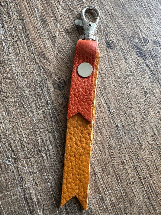 Ginnie Handmade Leather Keychain Cognac & Orange