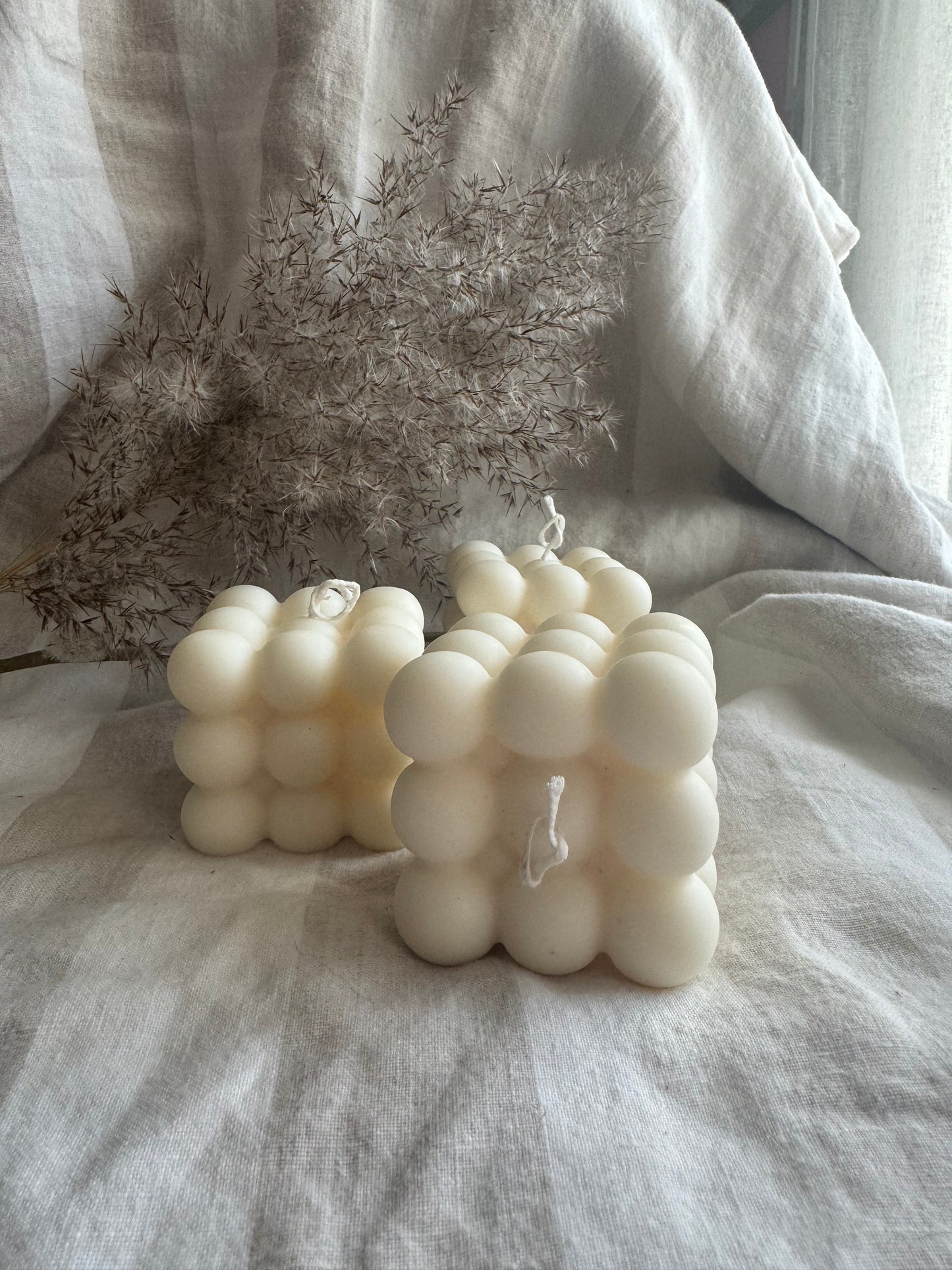 Bubble Handmade Unscented Soy Pillar Candle White