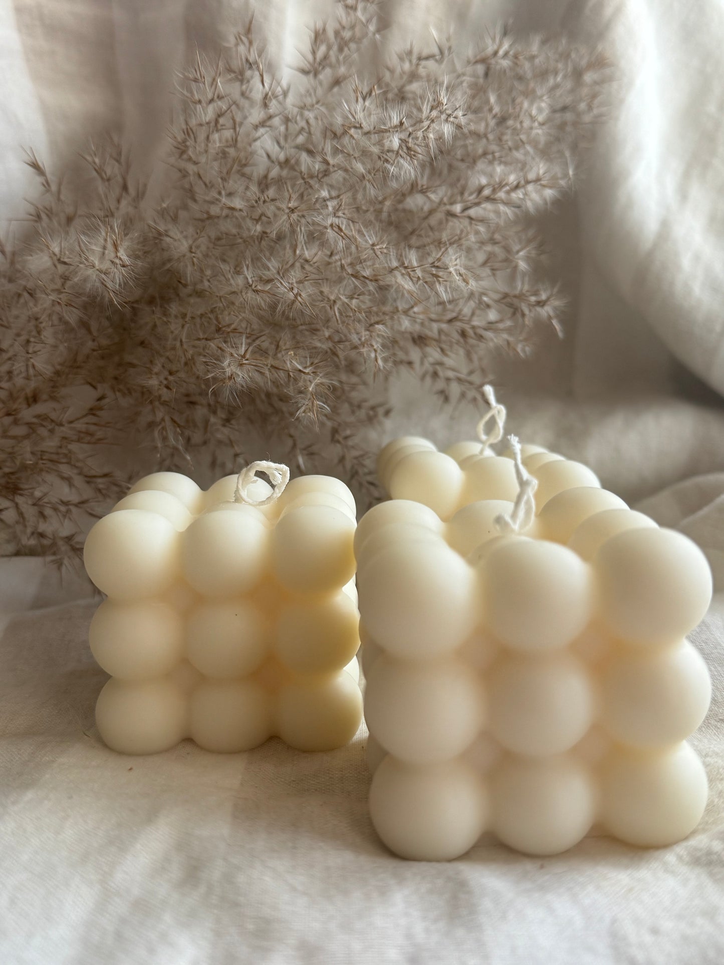 Bubble Handmade Unscented Soy Pillar Candle White