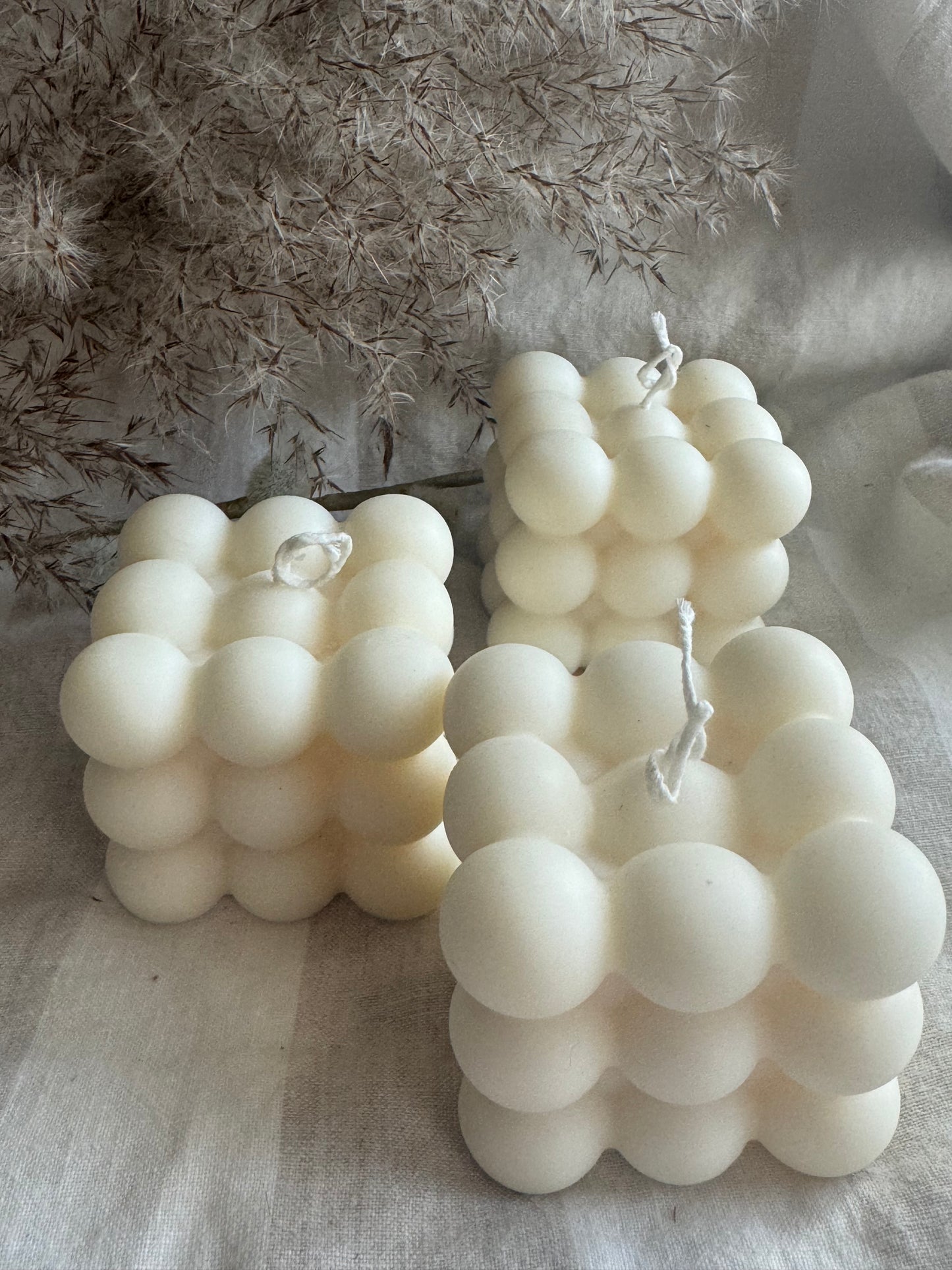 Bubble Handmade Unscented Soy Pillar Candle White