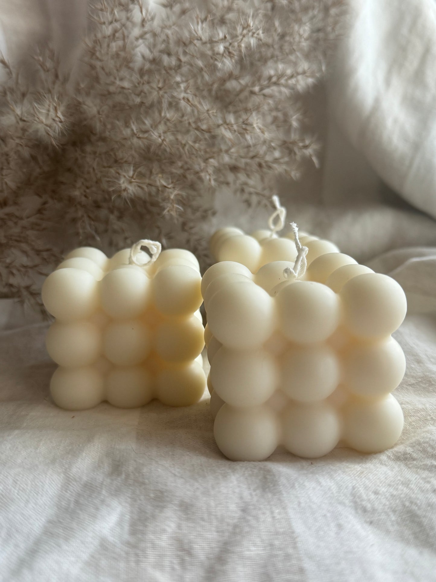 Bubble Handmade Unscented Soy Pillar Candle White