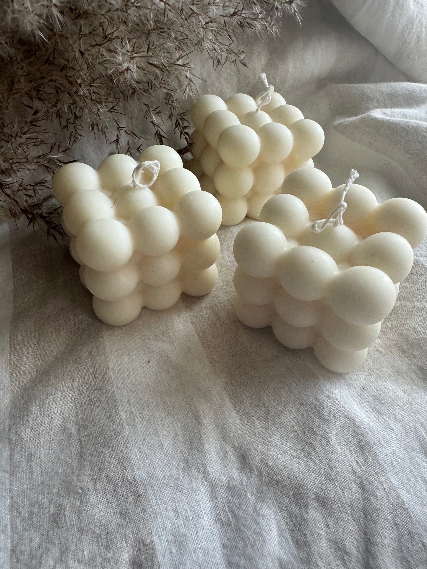 Bubble Handmade Unscented Soy Pillar Candle White