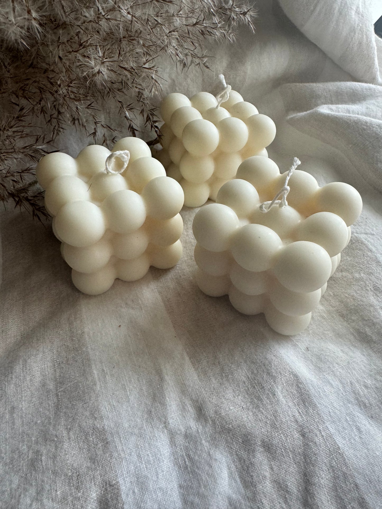 Bubble Handmade Unscented Soy Pillar Candle White