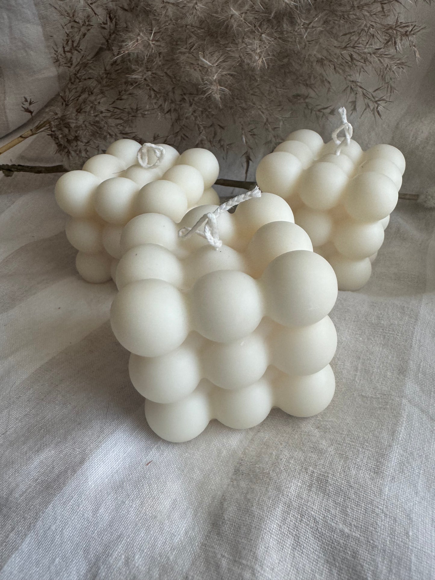 Bubble Handmade Unscented Soy Pillar Candle White