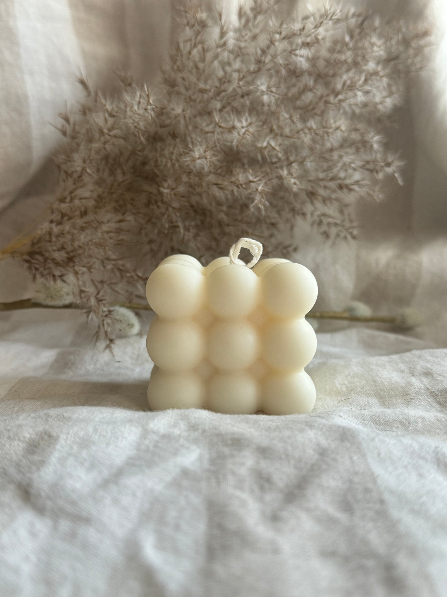 Bubble Handmade Unscented Soy Pillar Candle White