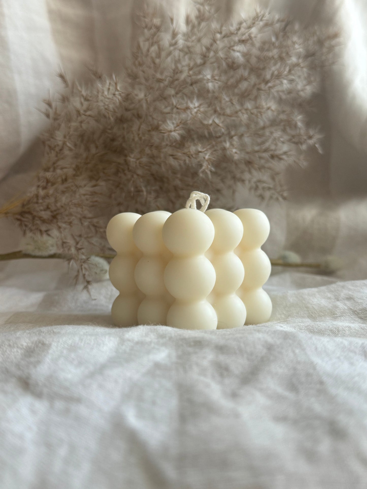 Bubble Handmade Unscented Soy Pillar Candle White