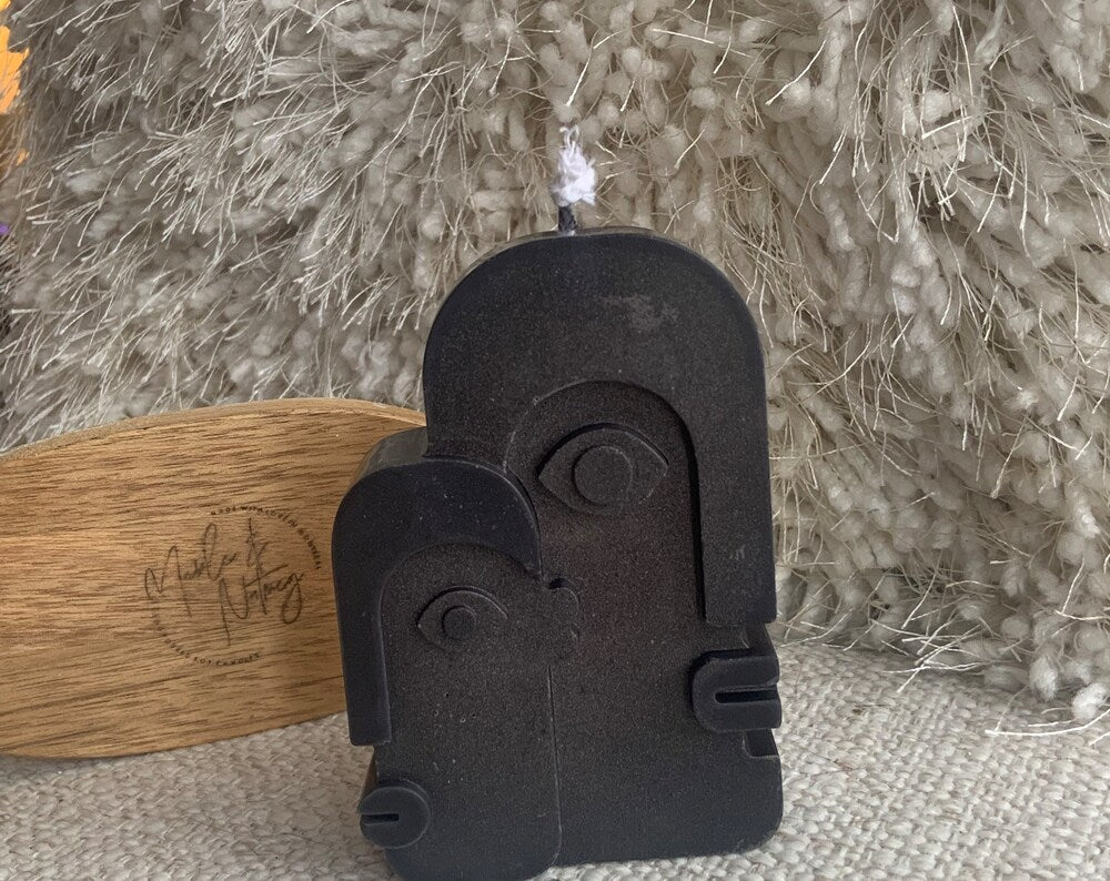 Sia Abstract Face Handmade Pillar Soy Candle ( Unscented )