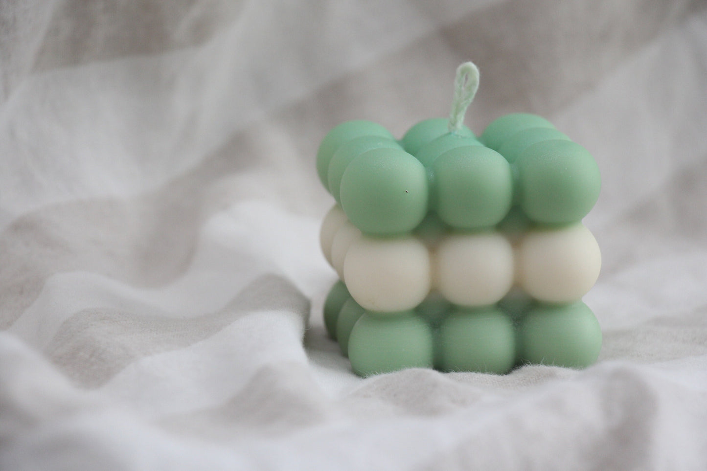 Bubble Handmade Colour Organic Soy Candle Mint & White Colour Unscented