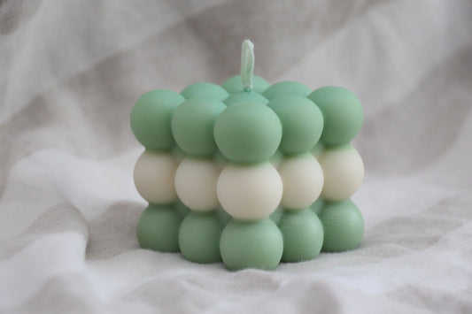 Bubble Handmade Colour Organic Soy Candle Mint & White Colour Unscented