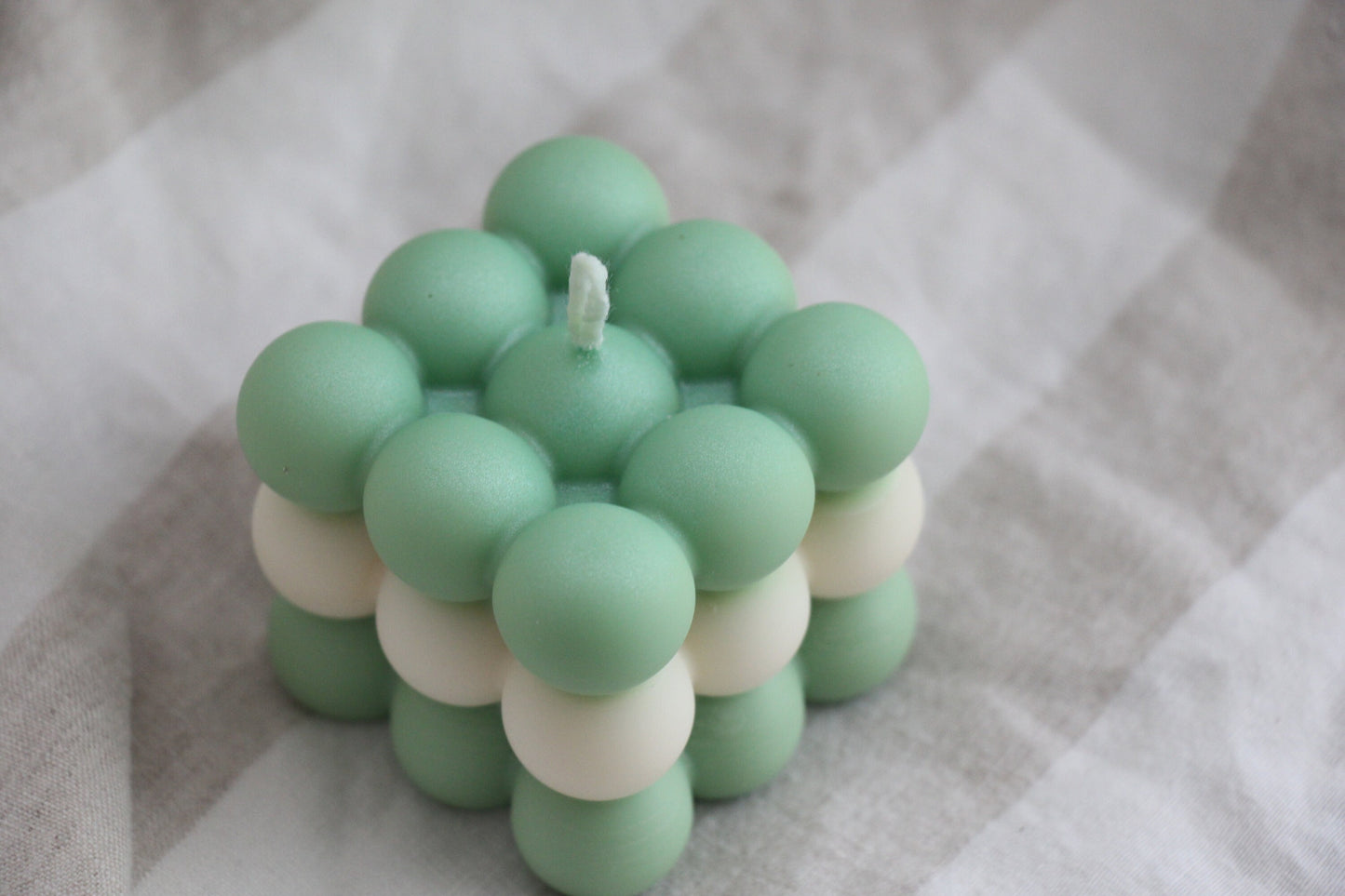 Bubble Handmade Colour Organic Soy Candle Mint & White Colour Unscented