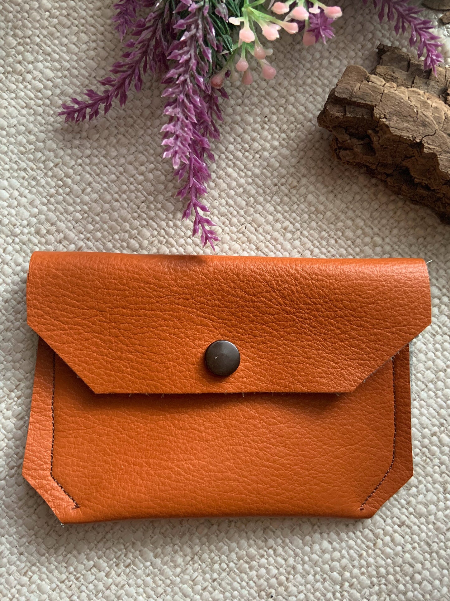 Annabelle Handmade Reclaimed Leather Coin Purse Orange