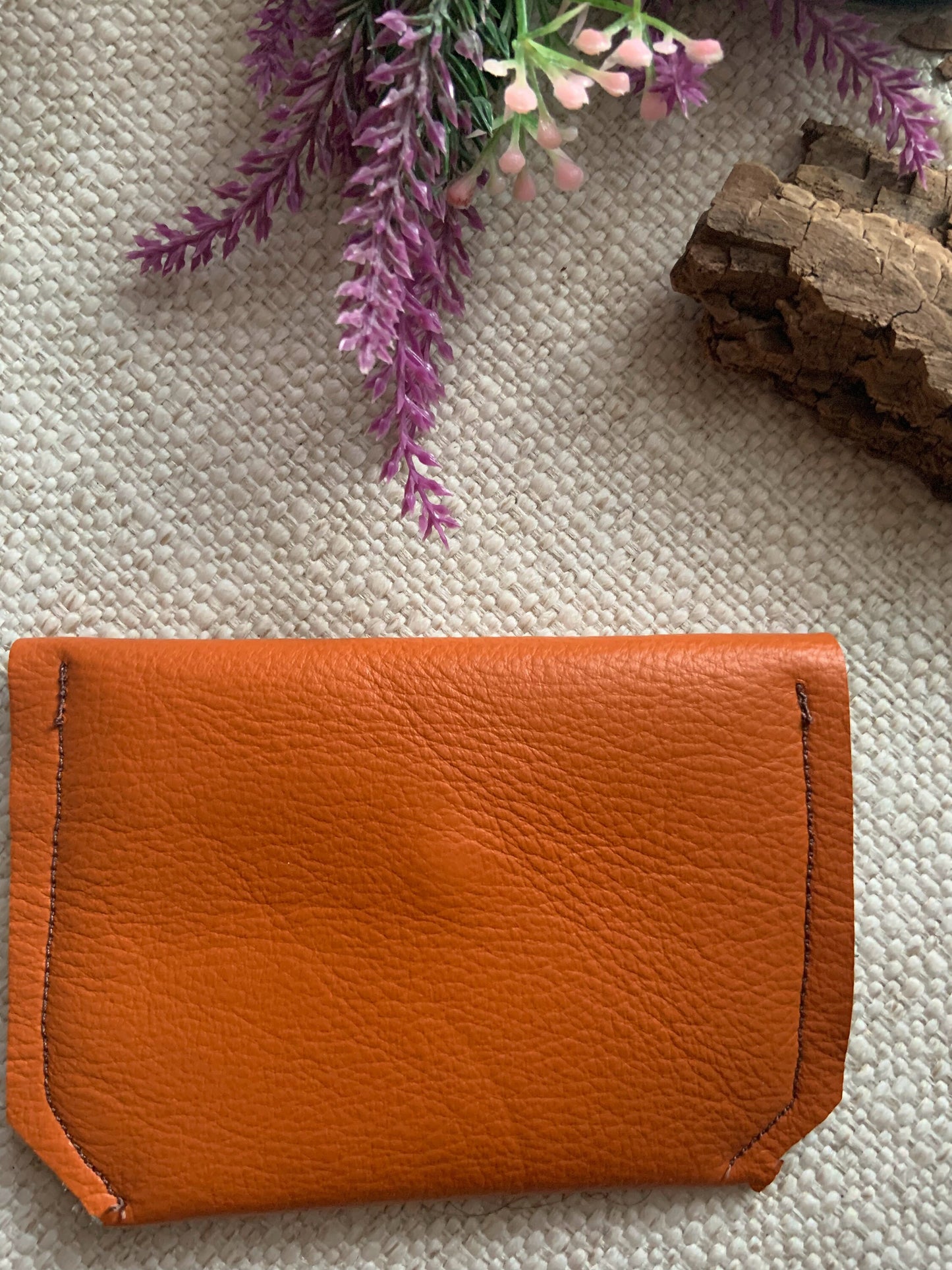 Annabelle Handmade Reclaimed Leather Coin Purse Orange