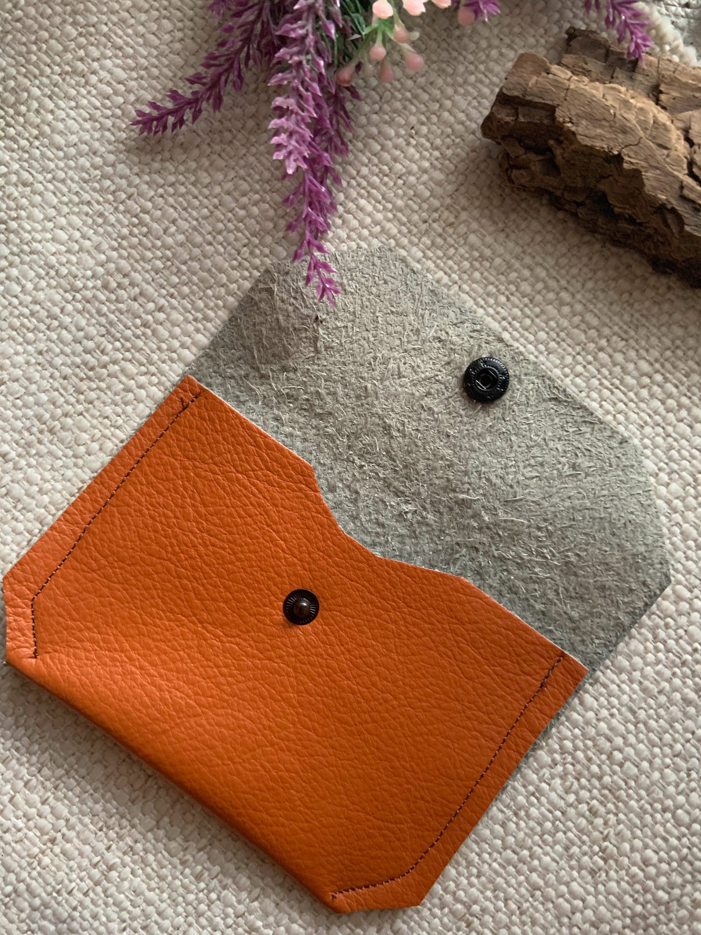 Annabelle Handmade Reclaimed Leather Coin Purse Orange