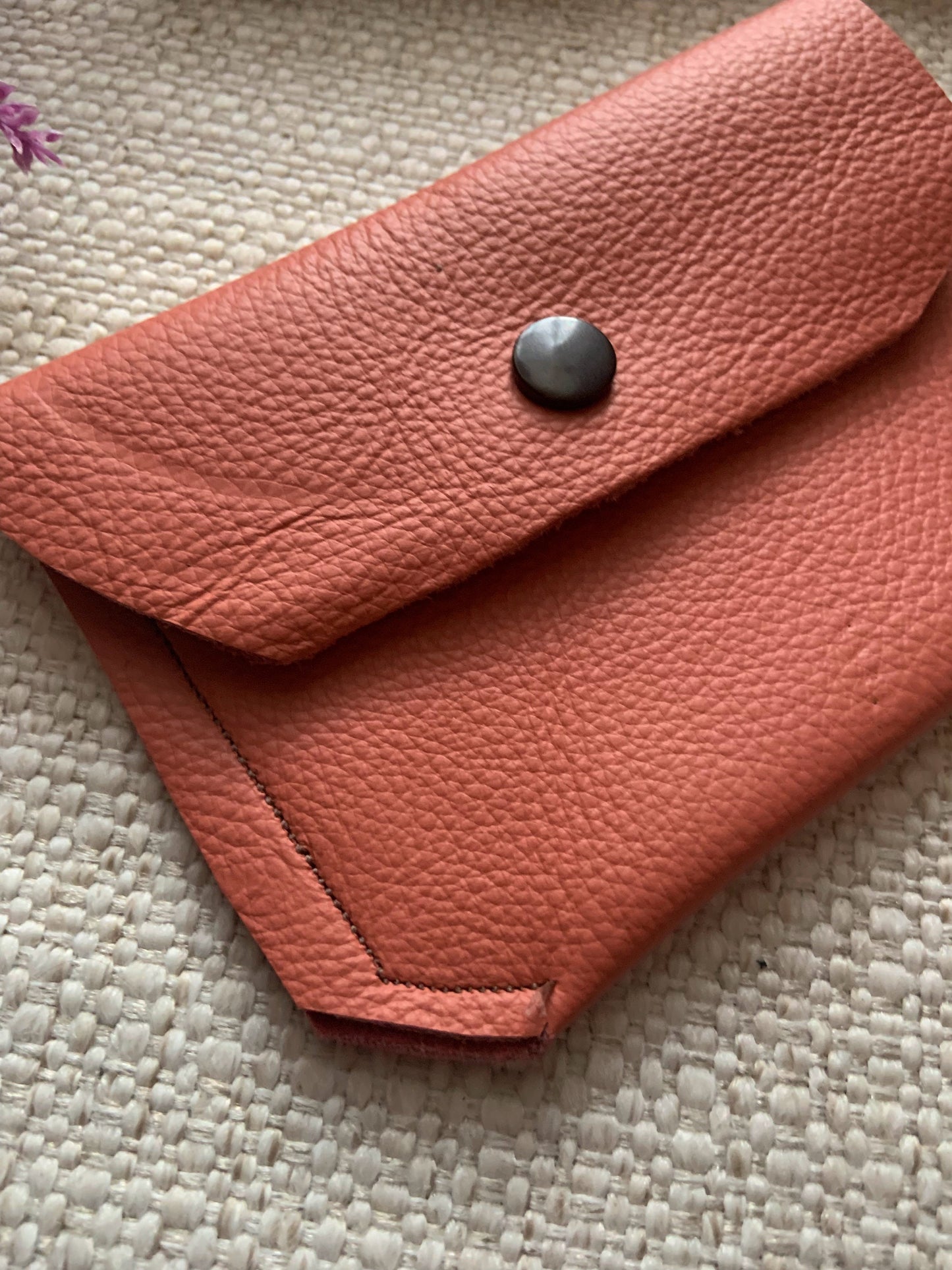 Annabelle Handmade Reclaimed Leather Coin Purse Coral